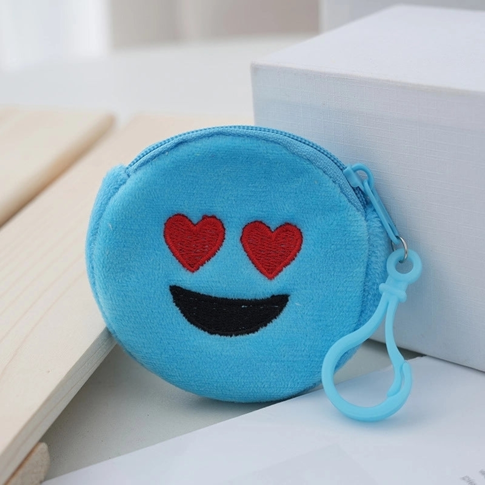 Blue Emoji Plush Coin Purse